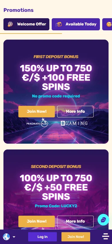 Letslucky Casino promotional offers on a mobile phone